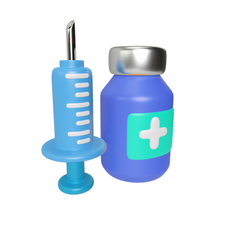 Jeringa y vacuna  3D Illustration