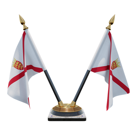 Jersey Double Desk Flag Stand  3D Flag