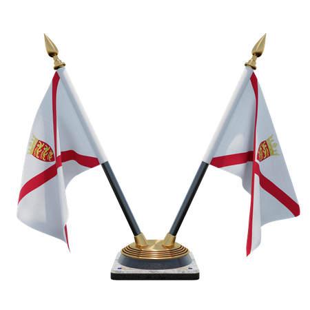 Jersey Double Desk Flag Stand  3D Illustration