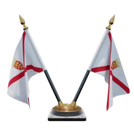 Jersey Double Desk Flag Stand  3D Flag