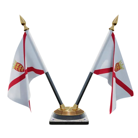 Jersey Double (V) Desk Flag Stand  3D Icon