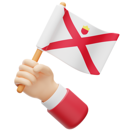 Jersey flag in hand  3D Icon