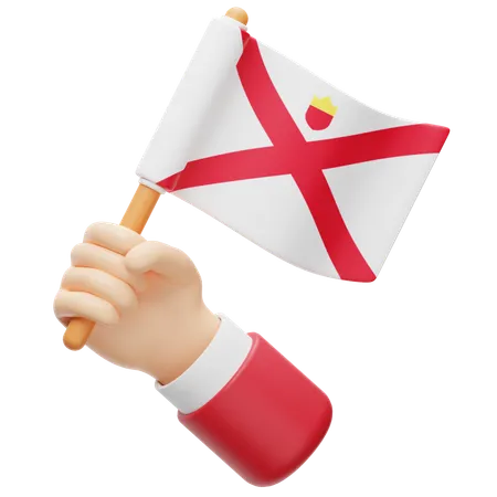 Jersey flag in hand  3D Icon