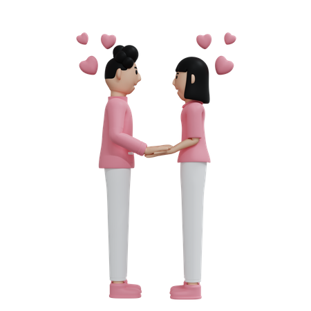 Jeune couple se faisant une promesse  3D Illustration