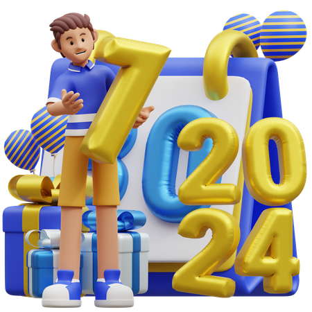 Jeune debout avec calendrier  3D Illustration