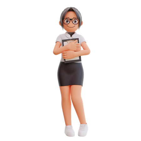 Jeune femme d'affaires détenant un document  3D Icon