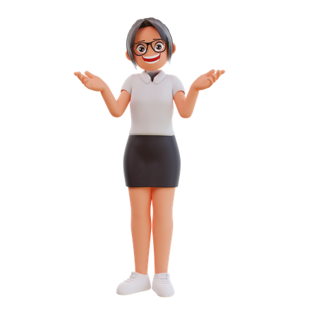 Jeune femme d'affaires exprimant une pose confuse  3D Illustration
