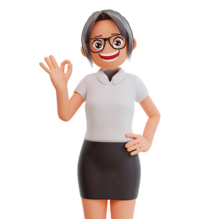 Jeune femme d'affaires montrant un super signe  3D Illustration