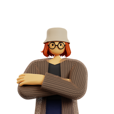 Jeune femme debout avec confiance  3D Icon