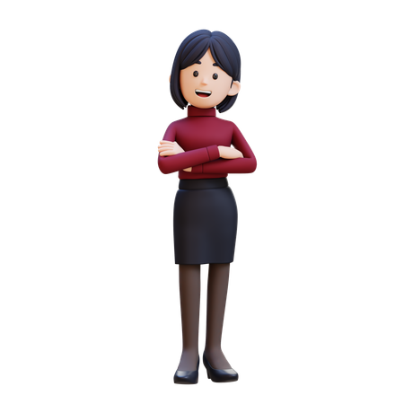 Jeune femme debout, les bras croisés  3D Icon