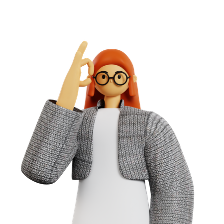 Jeune femme montrant un signe correct  3D Icon