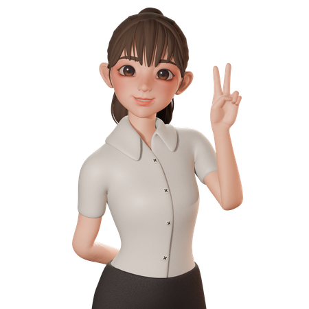 Jeune femme montrant un soupir de paix avec la main droite  3D Icon