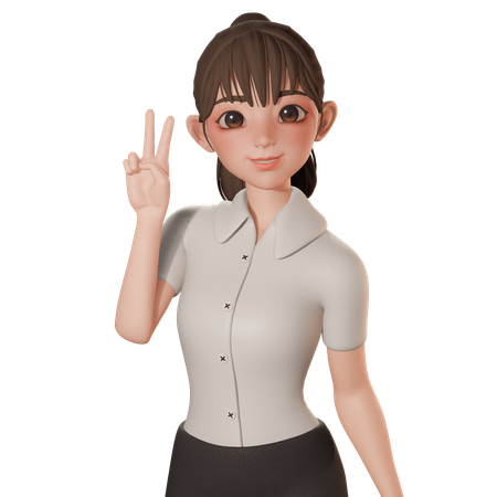Jeune femme montrant un soupir de paix avec la main gauche  3D Icon