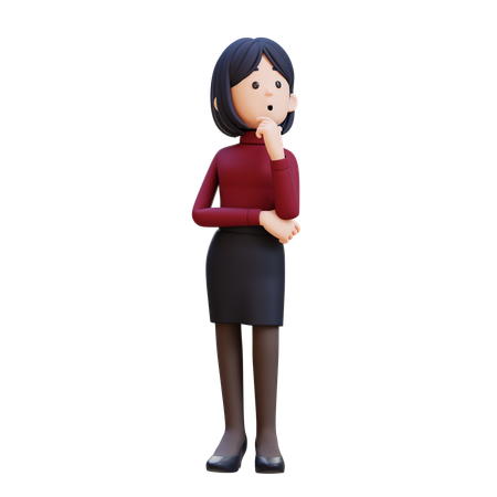 Jeune femme réfléchissant, les bras croisés et regardant vers le haut  3D Icon