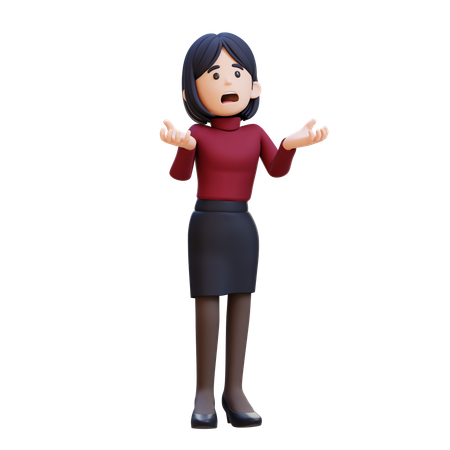 Jeune femme en pleurs, se sentant très déprimée et criant fort  3D Illustration