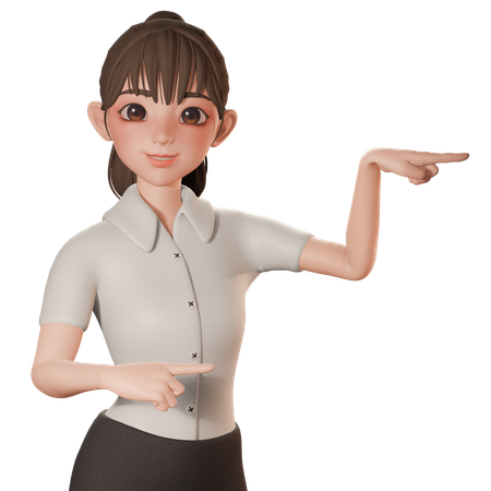 Jeune femme pointant vers la droite avec les deux mains  3D Icon