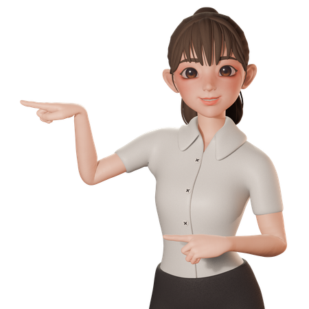 Jeune femme pointant vers la gauche avec les deux mains  3D Icon