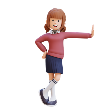 Jeune fille allongée sur un mur transparent  3D Illustration