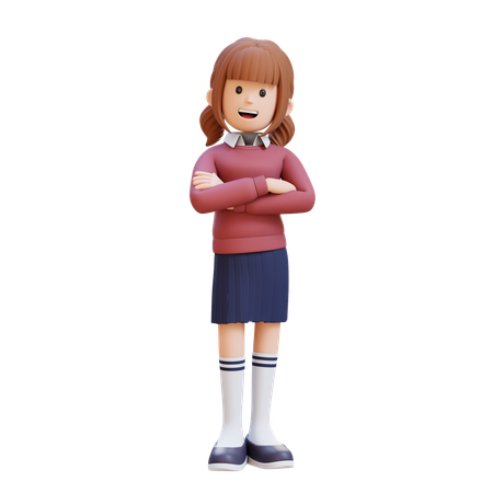 Jeune fille debout, les bras croisés  3D Icon