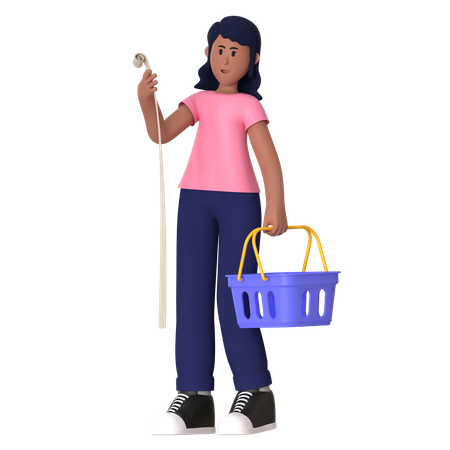 Jeune fille tenant une liste de courses  3D Illustration