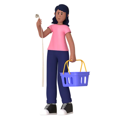 Jeune fille tenant une liste de courses  3D Illustration