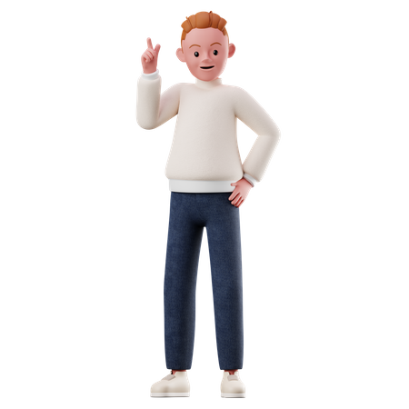 Jeune garçon avec pose de main levée  3D Illustration