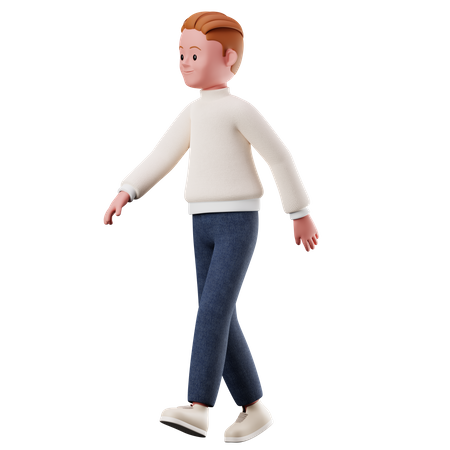 Jeune garçon avec pose de marche  3D Illustration