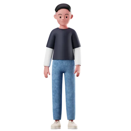 Jeune garçon avec pose debout  3D Illustration