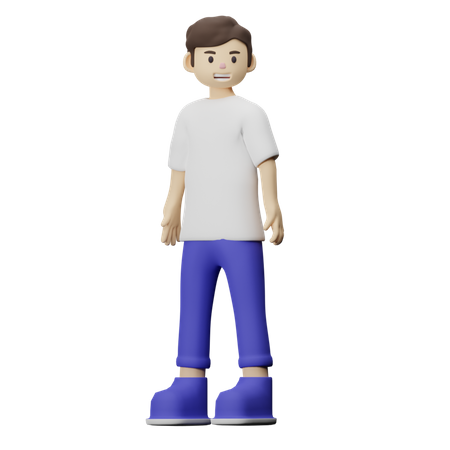 Jeune garçon avec pose debout  3D Illustration