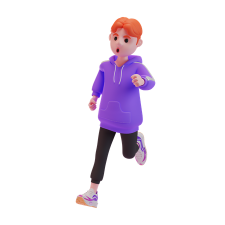 Jeune garçon qui court  3D Illustration