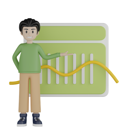 Jeune garçon faisant une présentation  3D Illustration