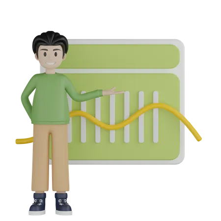 Jeune garçon faisant une présentation  3D Illustration