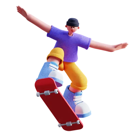 Jeune garçon faisant du patinage  3D Illustration