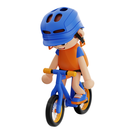 Un jeune garçon fatigué par le vélo  3D Illustration