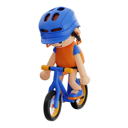 Un jeune garçon fatigué par le vélo  3D Illustration