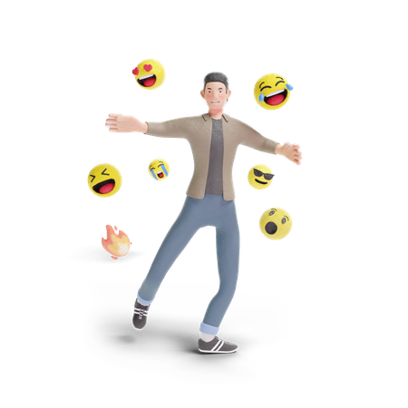 Jeune homme avec emoji  3D Logo
