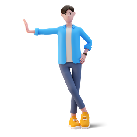 Jeune homme debout dans une pose maigre  3D Illustration