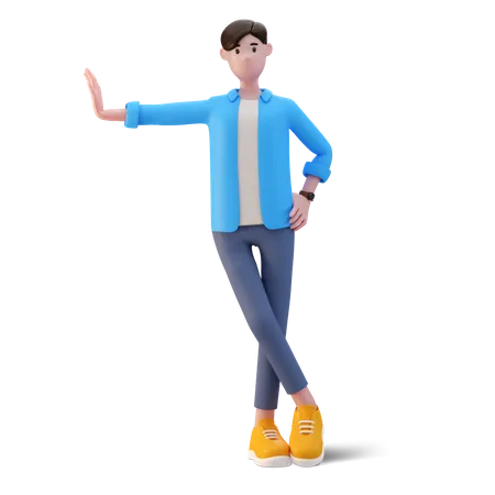 Jeune homme debout dans une pose maigre  3D Illustration