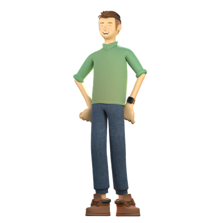 Jeune homme debout avec confiance  3D Illustration