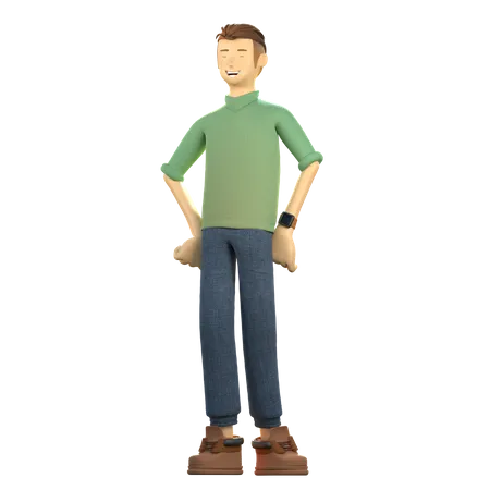 Jeune homme debout avec confiance  3D Illustration