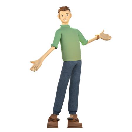 Jeune homme debout et donnant une pose cool  3D Illustration