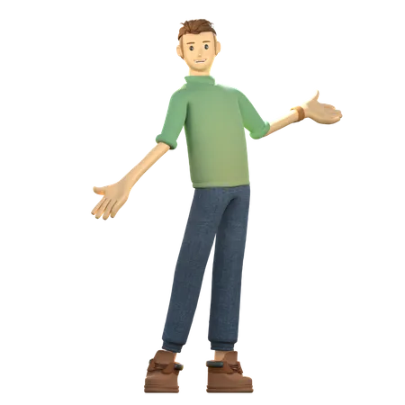 Jeune homme debout et donnant une pose cool  3D Illustration