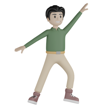 Jeune homme donnant une pose de danse  3D Illustration