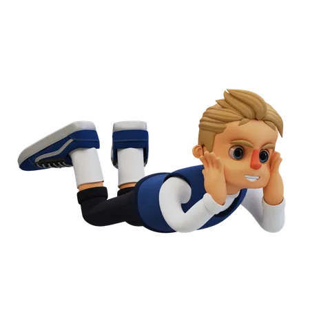 Jeune homme en position allongée  3D Illustration