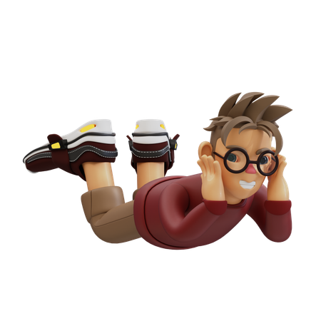 Jeune homme en position allongée  3D Illustration