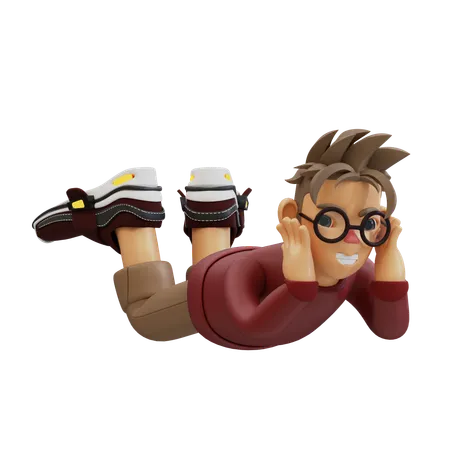 Jeune homme en position allongée  3D Illustration