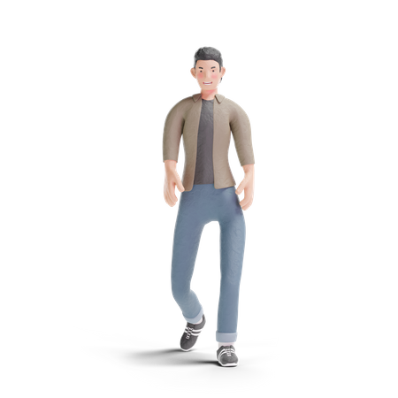 Jeune homme en pose debout  3D Icon