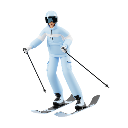 Jeune homme faisant du ski  3D Illustration