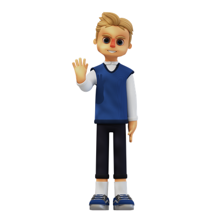 Jeune homme en train de saluer  3D Illustration