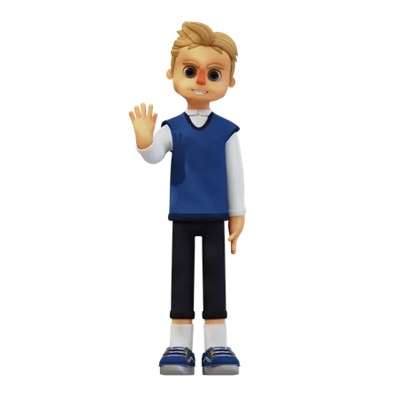 Jeune homme en train de saluer  3D Illustration